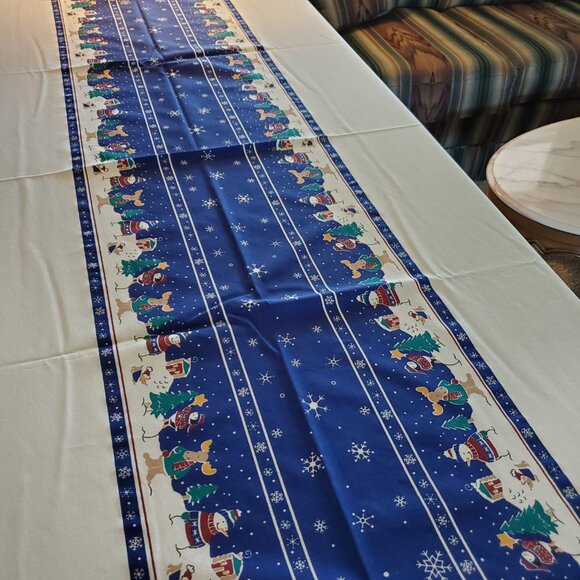 Karsten 62" x 116" Winter Tablecloth Holiday Snowman Dog Moose Cotton Terri Sol - Picture 5 of 9